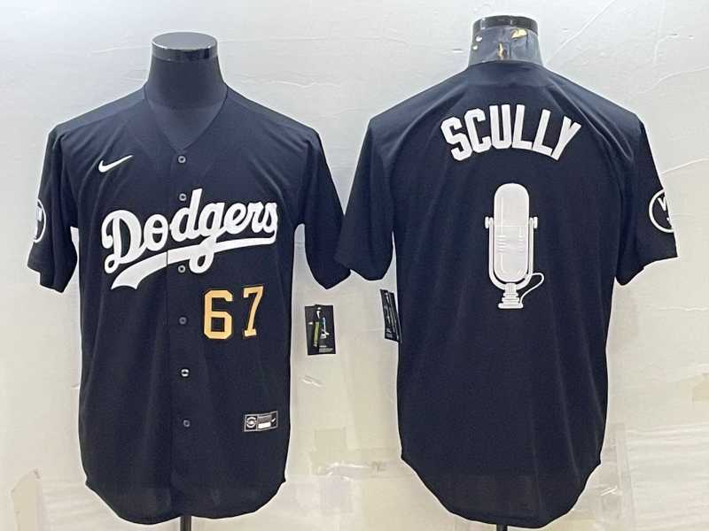 Men%27s Los Angeles Dodgers #67 Vin Scully Black Gold Big Logo With Vin Scully Patch Stitched Jersey->los angeles dodgers->MLB Jersey